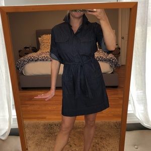 J Crew Cotton Button Down Dress w/ Cargo pockets